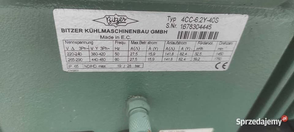 Zestaw sprężarkowy Bitzer 4CC62Y40S 2x32 m3h Paczków