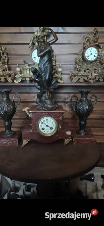 Kominkowy zegar francuski z dwoma dostawkami Zegary Rzeszów