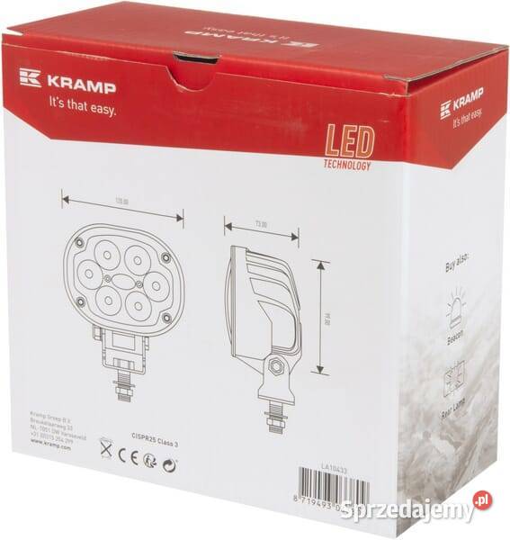 Lampa robocza LED owalna 30W 3000lm z wtyczką Części i osprzęt rolniczy Kamionna