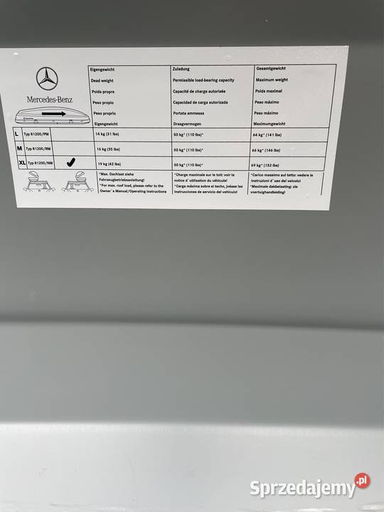 Box dachowy Mercedes oryginał XL 81200NM Szczecin