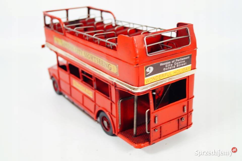 Metalowy pojazd Autobus piętrowy czerwony London wielkopolskie Gizałki sprzedam