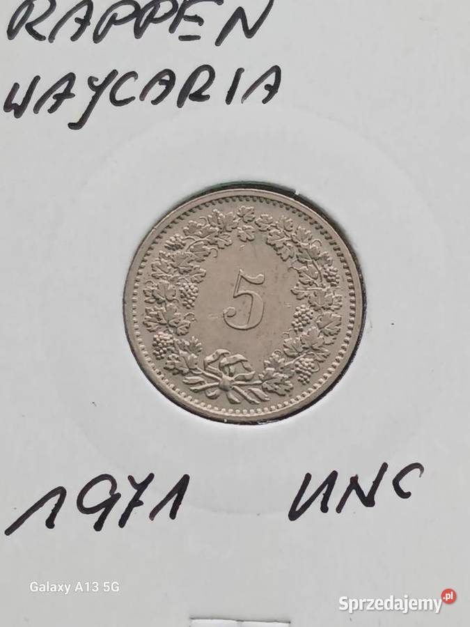 5 Rappen Szwajcaria 1971 r UNC Konin