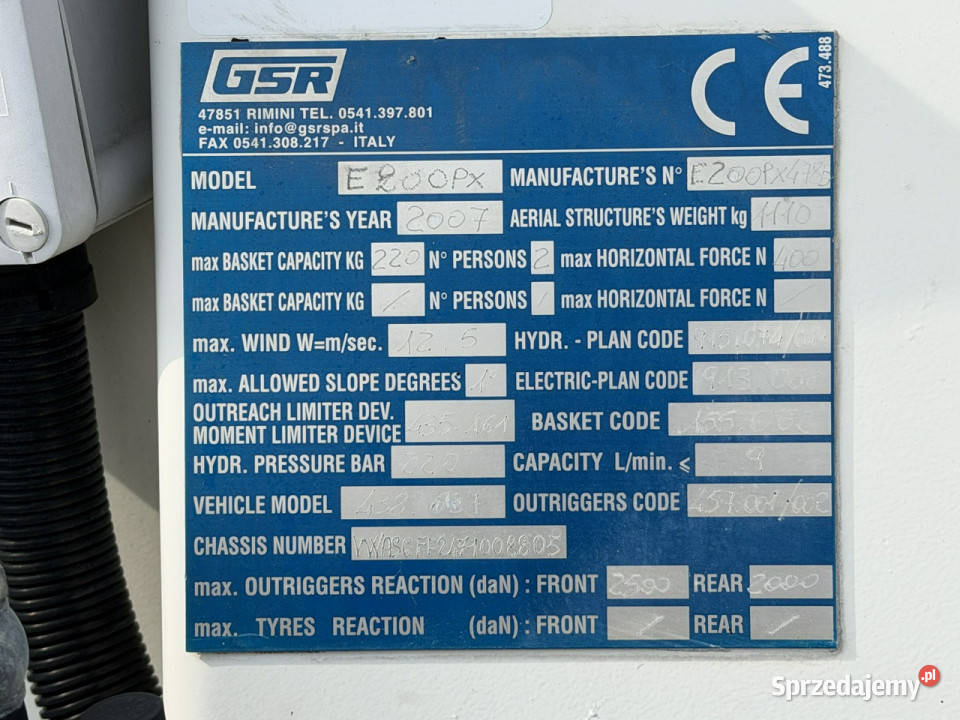 Nissan Cabstar Zwyżka Podnośnik Koszowy GSR E200 specjalny Nissan świętokrzyskie Widełki