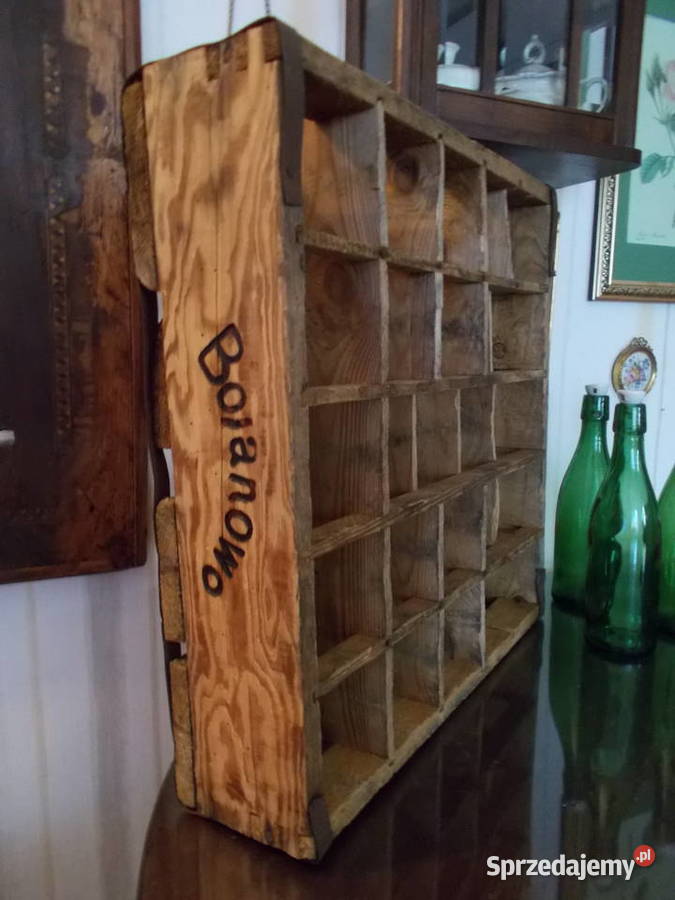 Stara Historyczna Drewniana Skrzynka Półka Szczecin