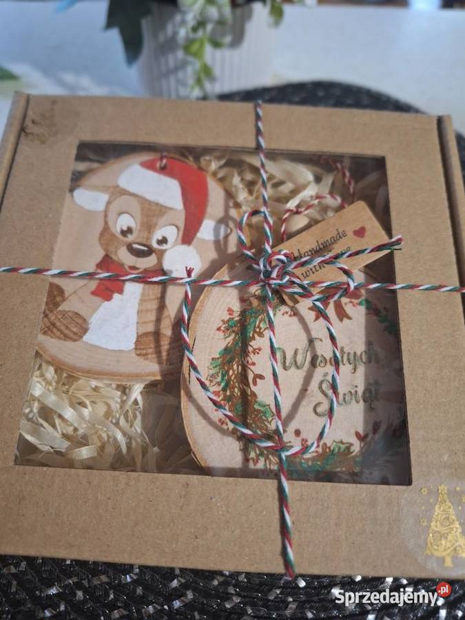 Zestaw 2 bombki z drewna malowane Strzyżów sprzedam