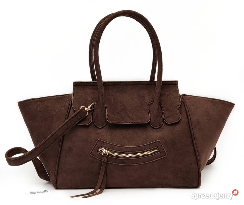 Torebka Zamszowa Eko Czekoladowa Shopper Warszawa