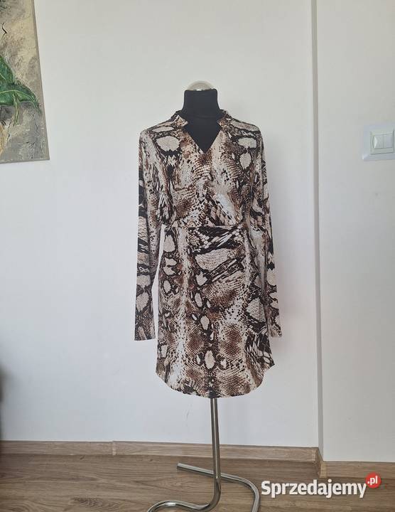 Śliczna wężowa sukienka jesienna zwiewna długi Rozmiar 42(XL) małopolskie