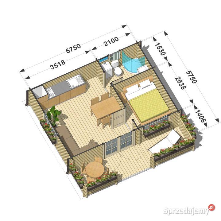 Domek letniskowy Horton 645 z tarasem Domki drewniane Domki drewniane mazowieckie Dziekanów Polski