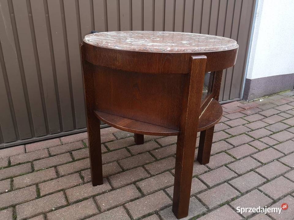 Stolik Barek Okrągły ARTDECO Dębowy Stary Antyk Swarzędz