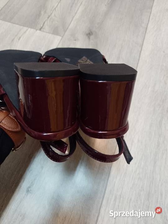 40 Burgundowe bordowe czółenka wieczorowe z