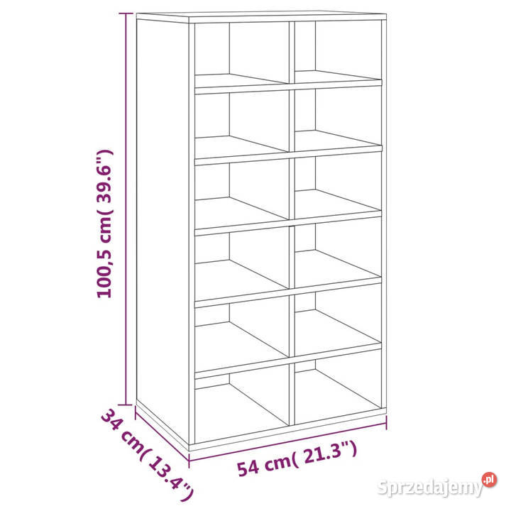 Szafka na buty brązowy dąb 54x34x1005 WM815311