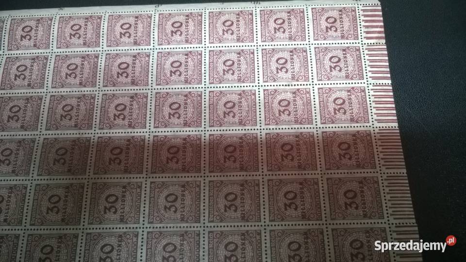 znaczki 30 miliony 1923 Deutsches Reich ARKUSZ