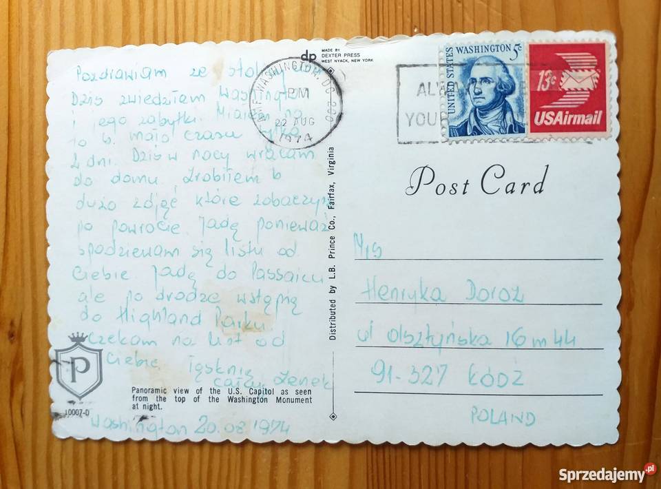 WIDOK NOCĄ NA KAPITOL W WASZYNGTONIE Pocztówki i karty telefoniczne lubelskie Piszczac