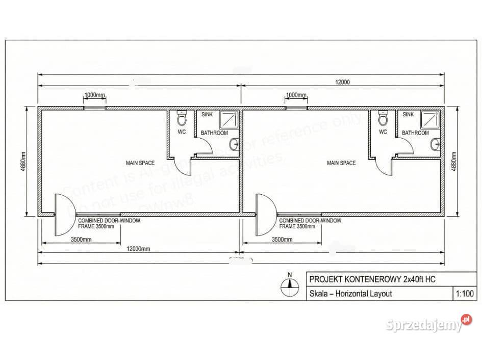Dom modułowy z kontenerów morskich 60m2 2000zł/m2 Sprzedaż Warszawa