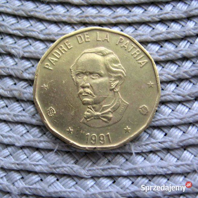 Dominikana 1 Peso 1991r Napis Duarte na Kalisz