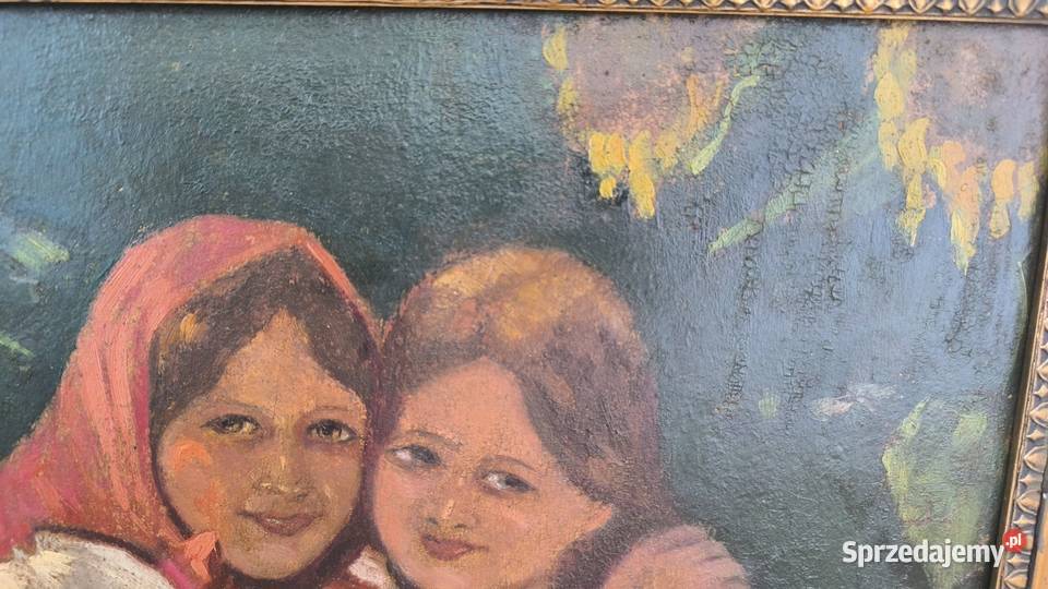Piękny stary oryginalny obraz olejny sygnowany Łódź sprzedam