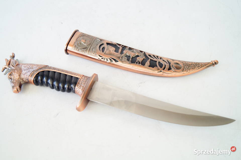 NÓŻ MYŚLIWSKI dekoracyjny z jeleniem prezent Gizałki