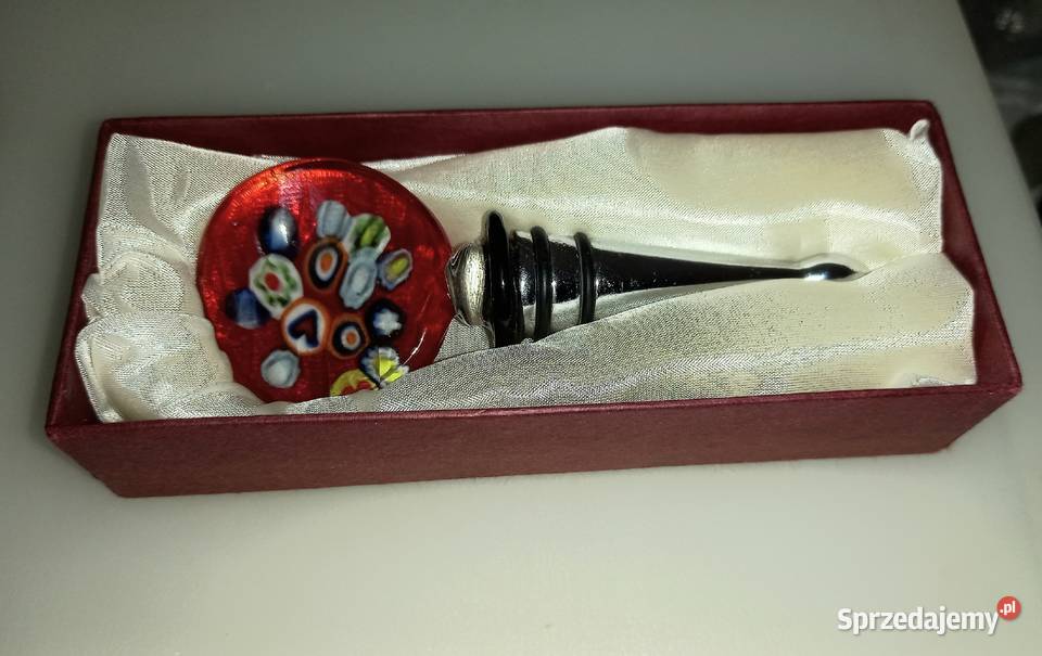 KOREK do wina szkło Murano stal nierdzewna nowy Poznań