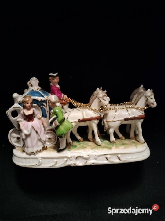 Figurka porcelanowa konie z karetą Choszczno