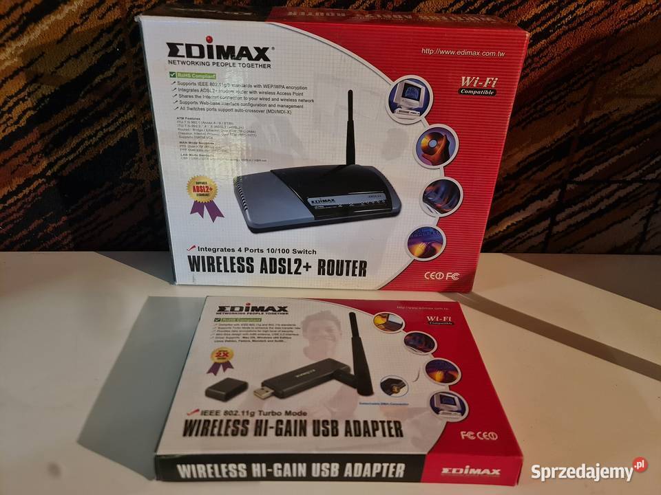 Zestaw edimax router plus gain usb adapter Bydgoszcz