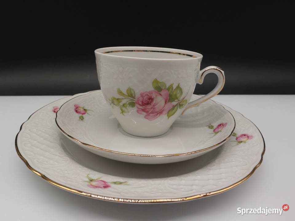 Piękne Trio Śniadaniowe SCHUMANN ARZBERG Bavaria Porcelana i szkło