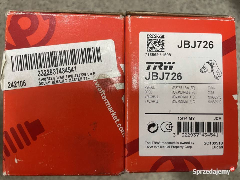 SWORZNIE WAHACZA TRW JBJ726 Sworznie wahaczy łódzkie