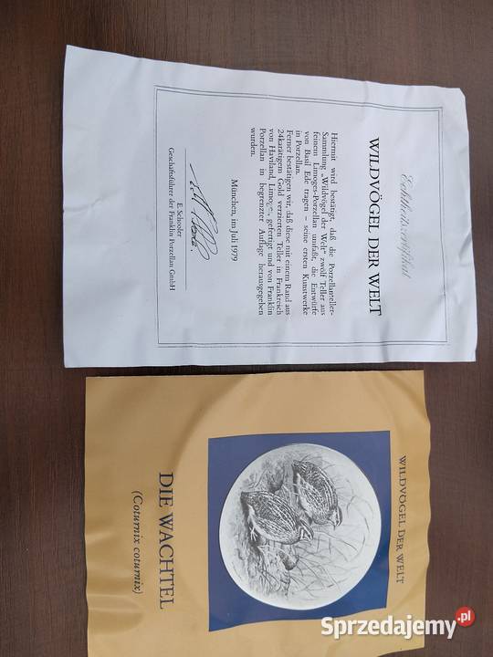 Talerz ozdobny sygnowany z serii Ptaki łowne Gniezno sprzedam