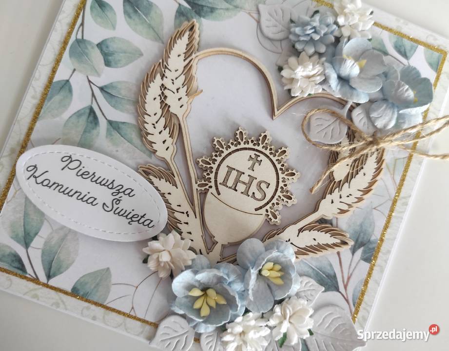 Kartka ręcznie robiona na Komunię Świętą w Łódź