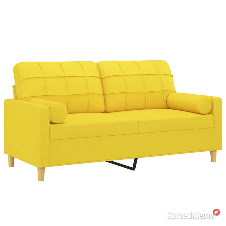 2osobowa sofa z poduszkami jasnożółta 140