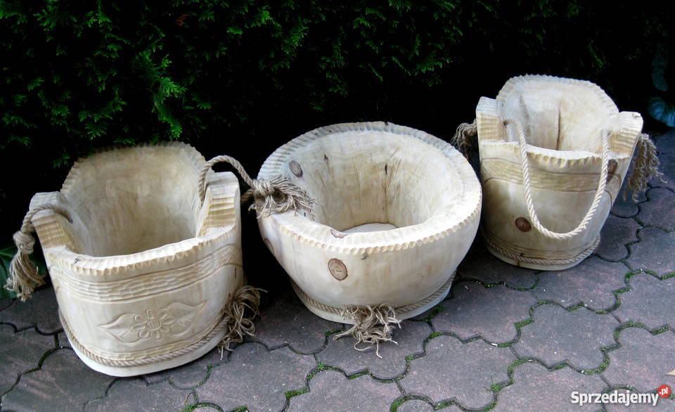 Wiadra drewniane do studni dekoracja ogrodu śląskie Żywiec