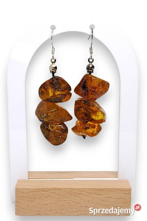 Kolczyki z BURSZTYNU bursztyn bałtycki bryłki Warszawa