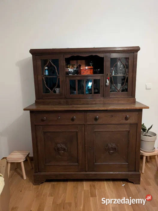 Piękny drewniany kredens witryna drewniana