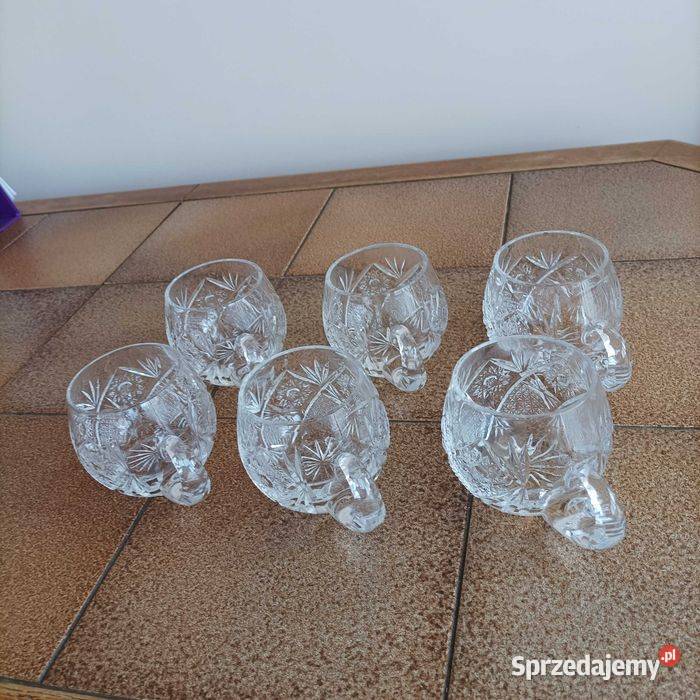 Kubki kryształowe HSK Violetta z czasów PRL Stronie Śląskie