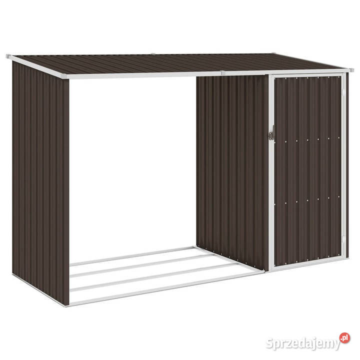 Szopa z wiatą na drewno brązowa 245x98x159 stal Pozostałe