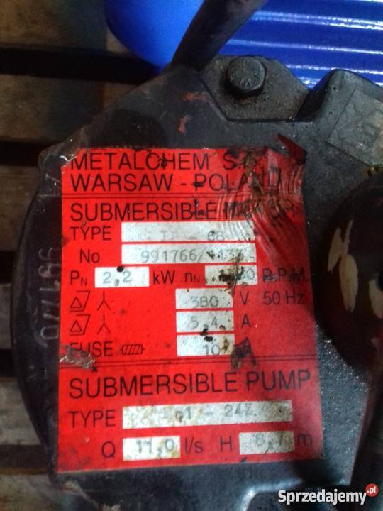 Pompa zatapialna do ścieków Metalchem MSV8024 Jarocin