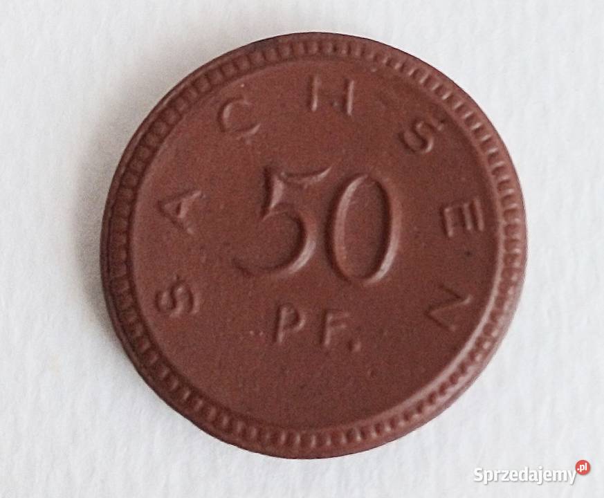 50 PFENNING1921 r SACHSEN PORCELANA ŁADNA RZADKA Numizmatyka Legionowo sprzedam
