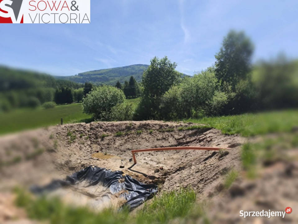 Działka widokowa z prądem wykopany staw Sprzedaż Walim sprzedam