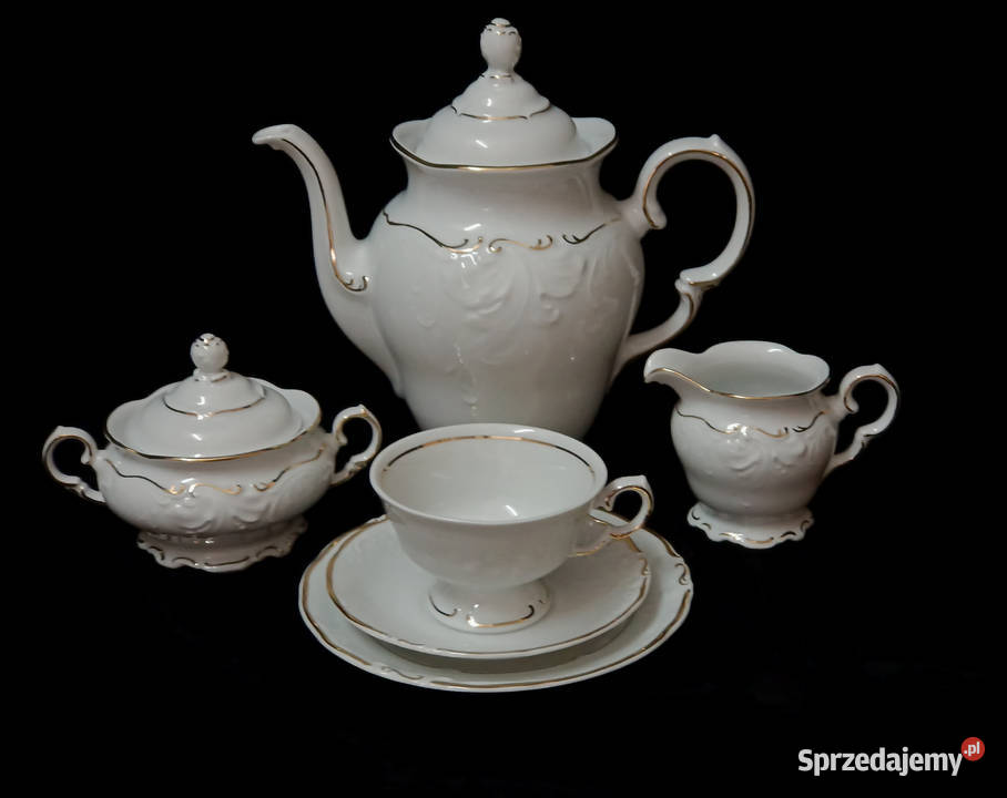 Serwis do herbaty Izyda Amon 12osobowy porcelana biały Serwisy Wałbrzych
