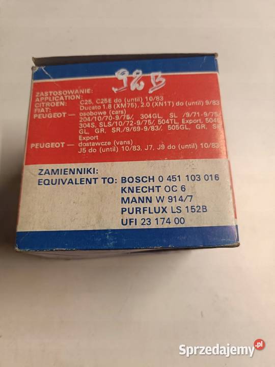 FILTR OLEJU Fiat Ducato Citroen C25E Ford Rudka