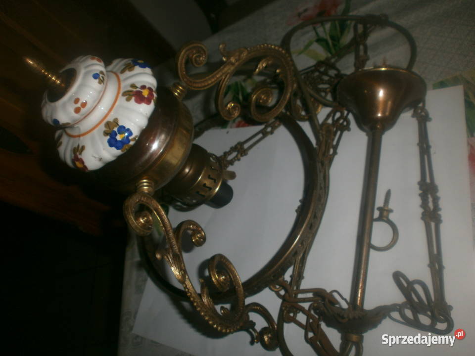 żyrandol mosiężny porcelana Zielona Góra
