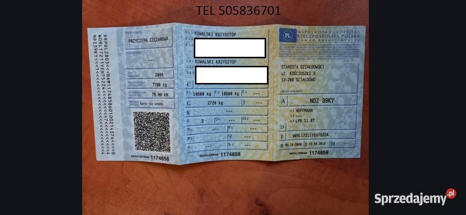 Hoffmann LPR 110T Przyczepa Ciężarowa Przyczepy warmińsko-mazurskie