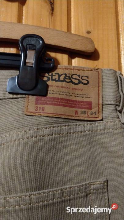 Szare piaskowe jeansy Stress jasno brązowe W38 szary/srebrny