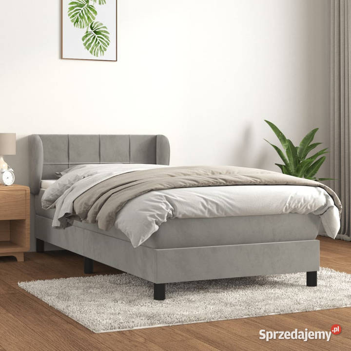 Łóżko kontynentalne z materacem jasnoszare 88cm