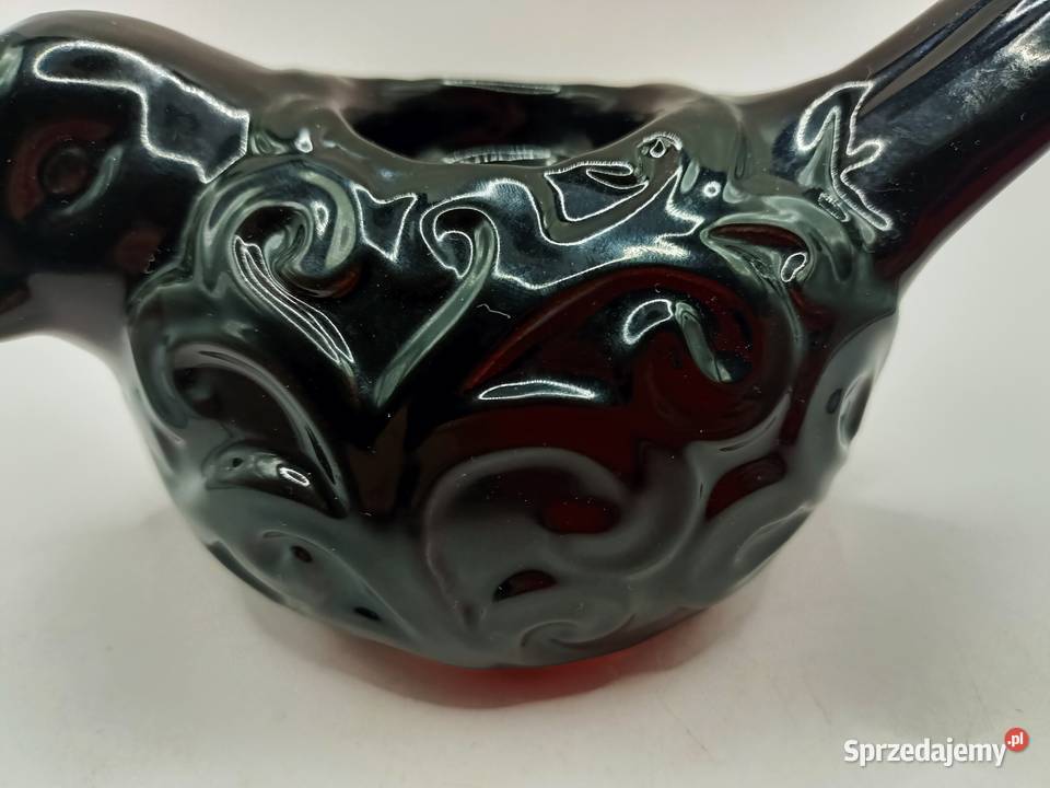 Ceramika czarny ptak świecznik na podgrzewacz Zamość