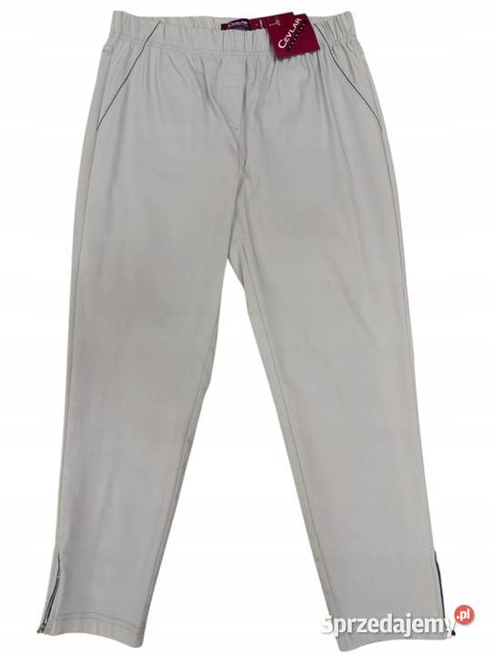 Spodnie damskie 34 bengalina z i zamkami 46 niebieski Wieluń