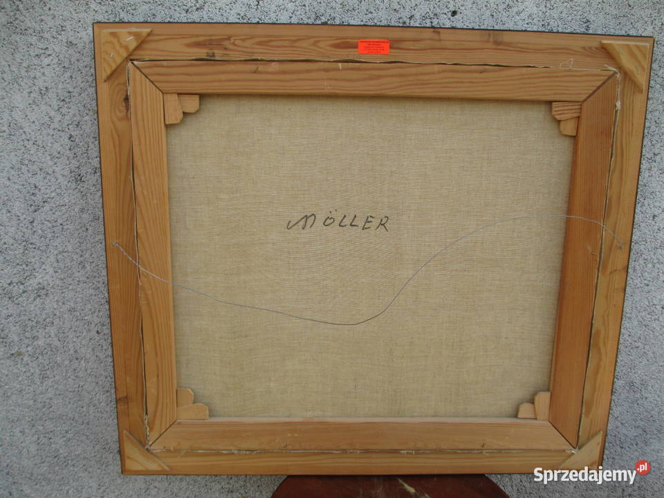 Obraz olejny Przystań Szwecja lata 70