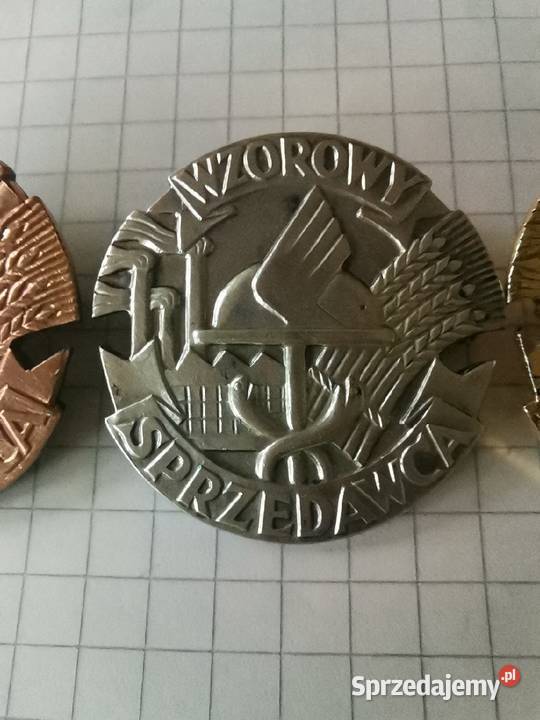 Stare 3 odznaki Wzorowy Sprzedawca PRL komplet Siemianowice Śląskie