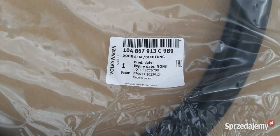 VOLKSWAGEN ID3 VW ID3 USZCZELKA DRZWI TYLNYCH Bieleń