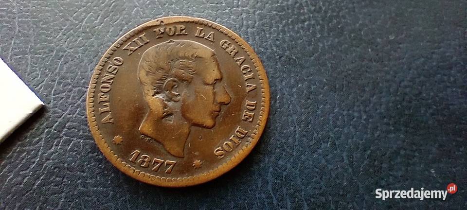 Stare monety 5 centym 1877 Hiszpania 2 Lesko sprzedam