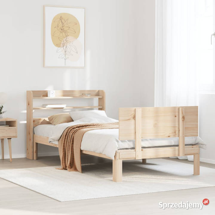 Rama łóżka z wezgłowiem biała lite drewno 82cm mazowieckie Warszawa sprzedam